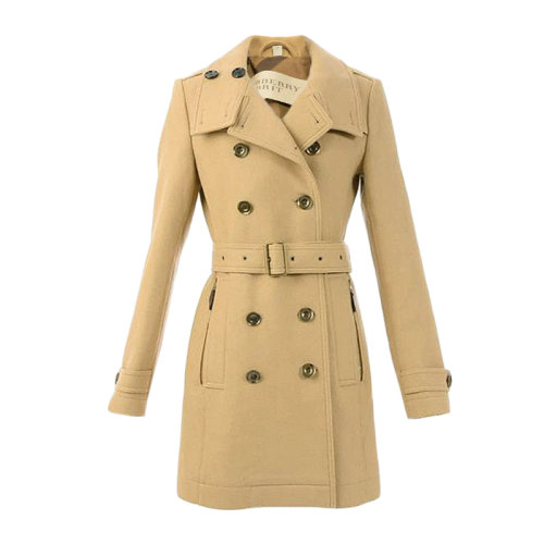 BURBERRY/博柏利 20春夏 女裝 服裝 米色羊毛雙排扣束腰中長款 女士大衣 3899050