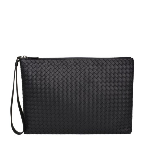 Bottega Veneta/葆蝶家  中性羊皮編制拉鏈時尚男女同款手拿包