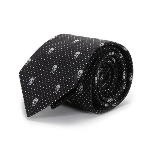 Alexander McQueen/亞歷山大麥昆 男士 黑色骷髏頭絲質時尚領帶 1657244Q0531077