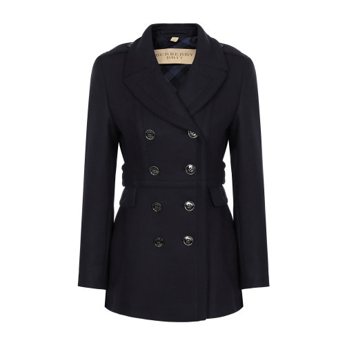 BURBERRY/博柏利 藍黑色雙排扣女士大衣 女士外套 上裝 女裝