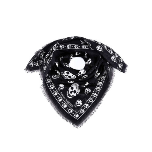 Alexander McQueen/亞歷山大麥昆 男女同款骷髏頭品牌字母印花時(shí)尚簡約絲巾圍巾 5577174943Q