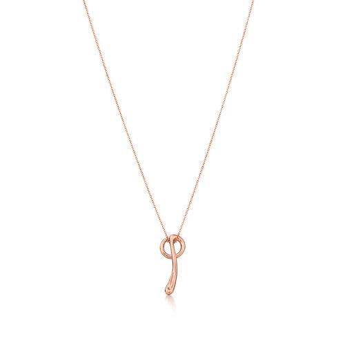 Tiffany & Co./蒂芙尼 Elsa Peretti系列 18K金玫瑰金Q字母吊墜項鏈 29893195