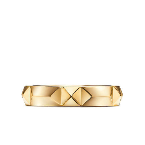 Tiffany & Co./蒂芙尼 True系列 18K金黃金斜邊設計4mm寬簡約戒指婚戒GRP11963