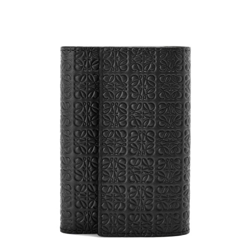 LOEWE/羅意威 Repeat系列 女士小號黑色徽標壓花小牛皮豎款錢包0010642296