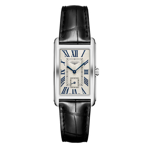 LONGINES/浪琴  黛綽維納系列 長方形石英表黑鱷魚皮表帶精鋼表殼男表26.1 X 42毫米L5.755.4.71.0