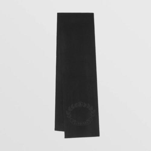 BURBERRY 22年秋冬 女士 橡木葉徽章刺繡羊絨混紡圍巾 80644421