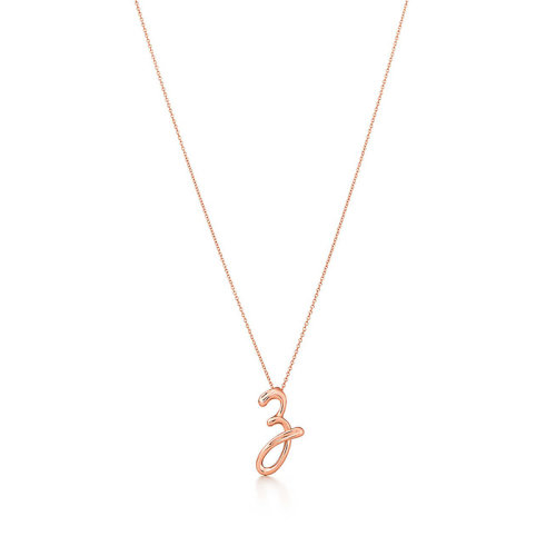 Tiffany & Co./蒂芙尼 Elsa Peretti系列 18K金玫瑰金Z字母吊墜項鏈 29893012