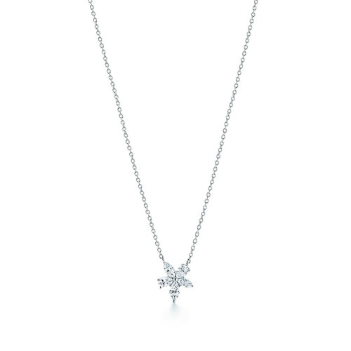 Tiffany & Co./蒂芙尼  Tiffany Victoria系列 鉑金鑲嵌鉆石雪花吊墜項鏈 34939969