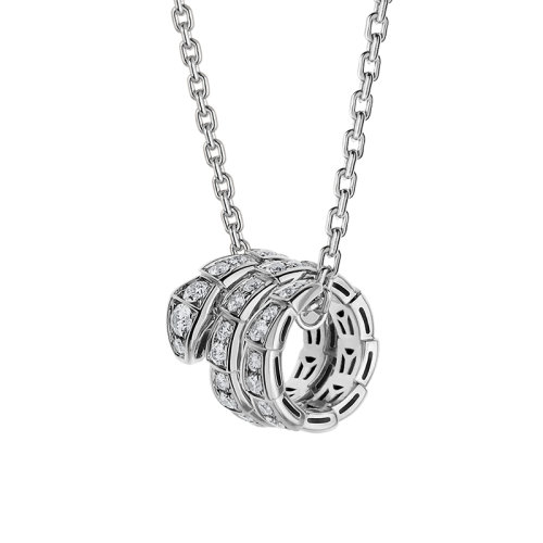 BVLGARI/寶格麗 SERPENTI SCAGLIE系列 18K金白金鑲有密釘鉆石Viper項鏈 357796