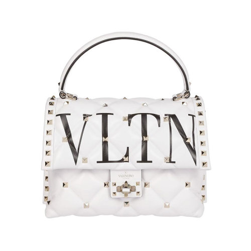 Valentino/華倫天奴  女包女士白色皮革時尚百搭鉚釘裝飾品牌LOGO斜挎包單肩包  RW2B0B55XQC 0VP