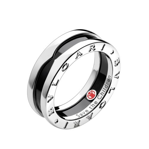BVLGARI/寶格麗 慈善款 男女通用純銀鑲嵌黑色陶瓷 小紅點戒指  346091