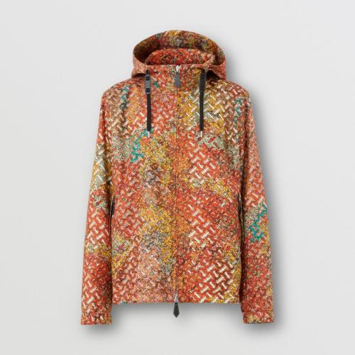  BURBERRY 22年秋冬 男士 專屬標識地圖印花絲質連帽外套 80544681