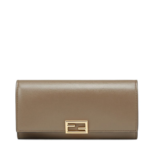 FENDI/芬迪  CONTINENTAL系列 女士灰色小牛皮按扣長款錢包8M0251AHM0F1F1M