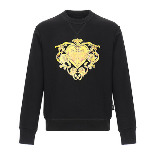 VERSACE JEANS/范思哲牛仔 男士黑色棉質經典字母徽標裝飾圓領長袖上衣衛衣運動衫套頭衫 B7GVB7EB-30310-K42