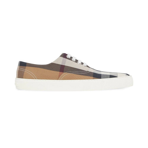 BURBERRY/博柏利 女士棕色棉質經典格紋裝飾休閑鞋運動鞋 8042137