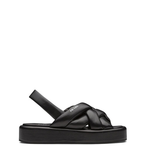 PRADA/普拉達(dá) 22年春夏新款 女士黑色軟羊皮革厚底涼鞋1XZ747_038_F0002_F_035