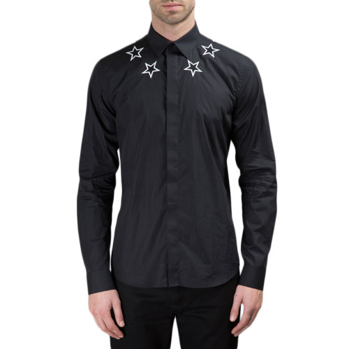 Givenchy 紀梵希 男裝 服裝 黑色棉質五角星印花修身 男士長袖襯衫