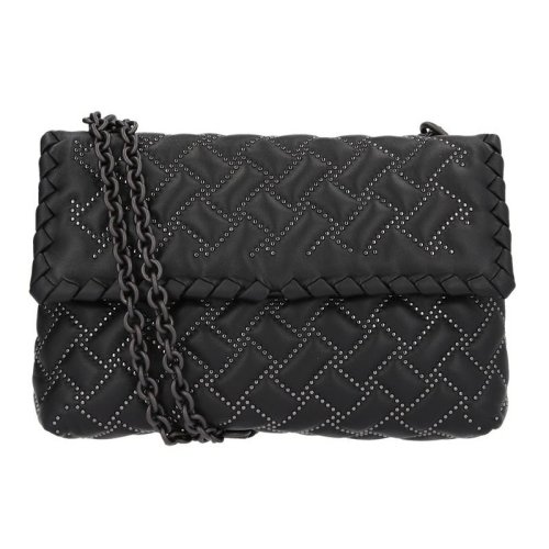  Bottega Veneta/葆蝶家 女士黑色皮革斜挎包 386498 VBJU0 1000 PLSX
