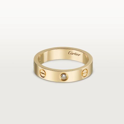  CARTIER 22年秋冬 女士 戒指 LOVE結婚對戒，鑲嵌1顆鉆石 18K黃金