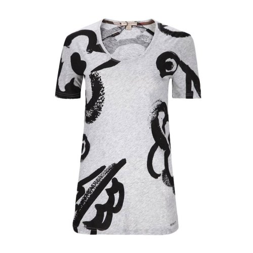 BURBERRY/博柏利女裝 服飾 時(shí)尚百搭 灰色 棉質(zhì)半袖上衣 女士短袖T恤 3959704