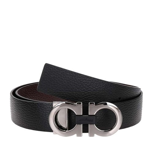 Salvatore Ferragamo/菲拉格慕 男士雙色兩面可用商務休閑牛皮腰帶皮帶可裁剪 黑色/咖色 67-8783-476361