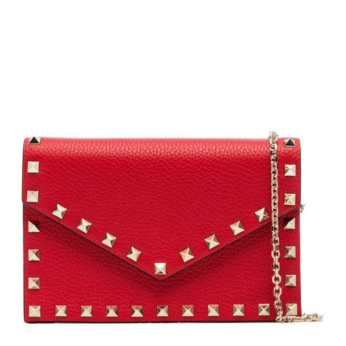 Valentino/華倫天奴 女士牛皮鉚釘翻蓋單肩包斜挎包信封包女包 TW2P0Q58-BOL多色可選