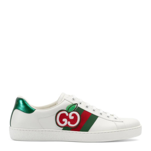 GUCCI/古馳 Ace系列 男士白色皮革GG蘋果刺繡圖案時(shí)尚休閑鞋運(yùn)動(dòng)鞋板鞋小白鞋男鞋611376-DOPE0-9064