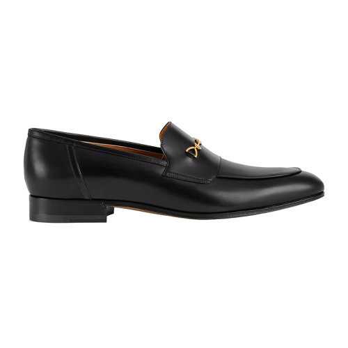 GUCCI/古馳      男士黑色皮革雙G馬銜扣樂福鞋6698161W6001000