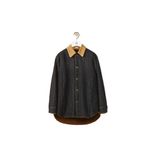  LOEWE羅意威 22年秋冬 男士 長袖襯衫 Shearling lined denim shirt in cotton H526Y05X12-110