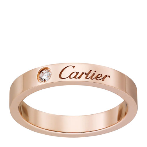 CARTIER/卡地亞 C DE CARTIER系列男女同款中性玫瑰金色18K金鑲嵌一顆圓形明亮式切割鉆石指環戒指婚戒 B4086400【預售4-5周發貨】