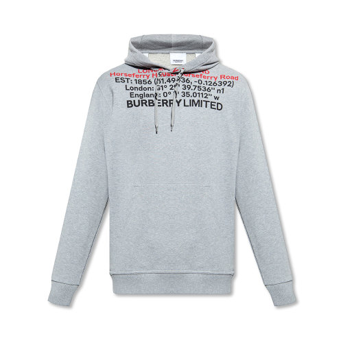 BURBERRY/博柏利 男士灰色棉質(zhì)字母徽標(biāo)印花裝飾長(zhǎng)袖衛(wèi)衣連帽衫 8048283