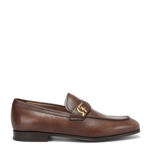 Salvatore Ferragamo/菲拉格慕 棕色 男士RIBEN金屬扣飾樂福鞋 736550-02C516