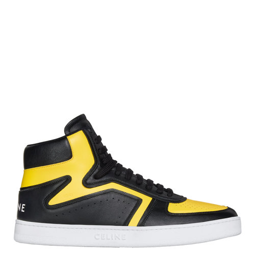 CELINE/賽琳      “Z” TRAINER CT-01系列 男士黑色/亮黃色牛皮革高幫運動鞋342813338C.38LY