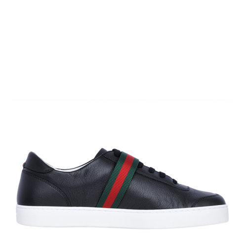 GUCCI/古馳 男士經典黑紅條紋扣休閑鞋運動鞋系帶板鞋男鞋