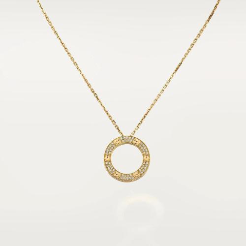  CARTIER 22年秋冬 女士 項鏈 LOVE項鏈，鋪鑲鉆石 18K黃金