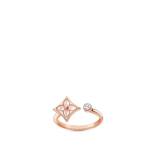  LV路易威登 22年春夏 女士 戒指 COLOR BLOSSOM MINI STAR 1*w*8K 金貝殼鉆石戒指 Q9N07K Q9N0 預定商品2-8周發貨