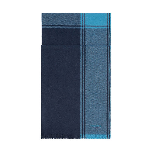 HERMES/愛(ài)馬仕 22年早春新款 Dream H系列 男士藍(lán)色系純羊絨圍巾H393783T01