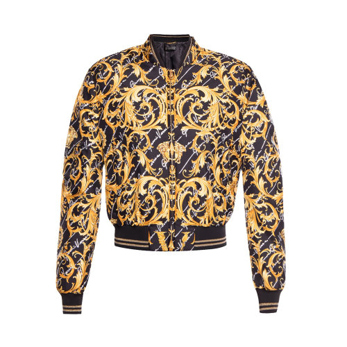 VERSACE/范思哲 女士黑色印花真絲混紡飛行員夾克 A85811-A232981-A7900
