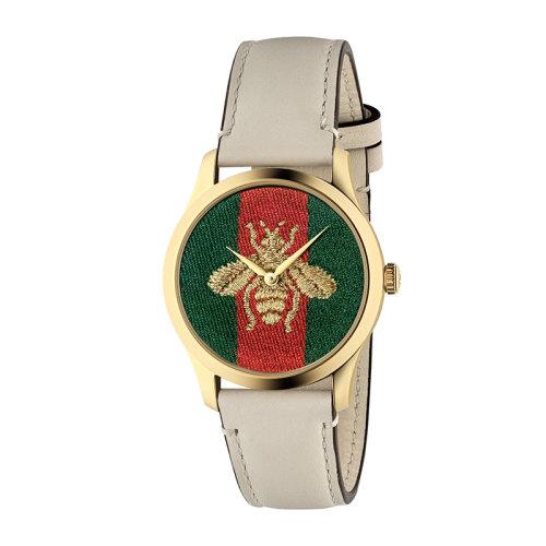 GUCCI/古馳 G-Timeless系列女士尼龍表盤黃金PVD表殼腕表38毫米 584154I86A08505