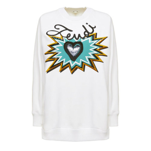 FENDI/芬迪 女裝 女士品牌字母logo印花白色棉質衛衣 FS7034 A43E F0ZNM