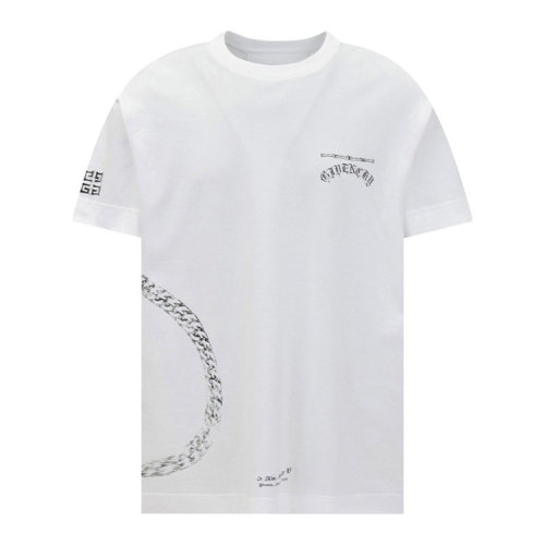 Givenchy/紀梵希 男裝 男士 白色棉質時尚短袖T恤 BM714Y3Y6B-100