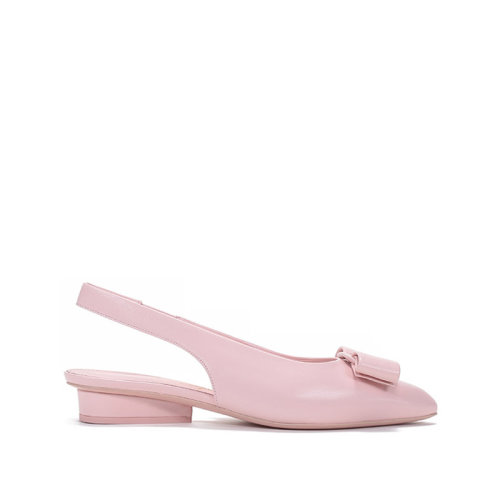 Salvatore Ferragamo/菲拉格慕  女士VIVA SLING系列羊皮蝴蝶結露跟涼鞋 0741097