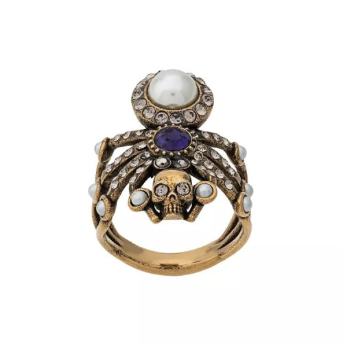 Alexander McQueen/亞歷山大麥昆 女士 金屬骷髏頭時尚戒指/指環  569675J160T8699