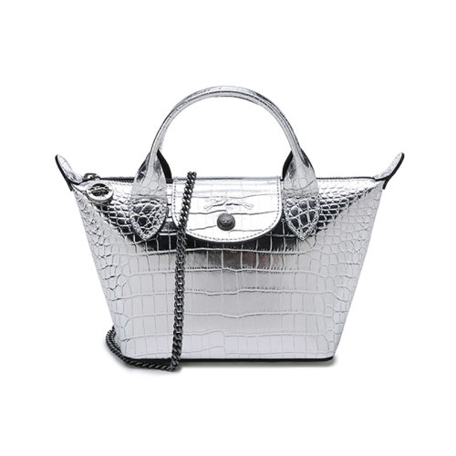 Longchamp/瓏驤【22春夏新款】女士LE PLIAGE CUIR CROCO系列鱷魚紋牛皮小號(hào)手提單肩斜挎包鏈條包餃子包 1500 HYM