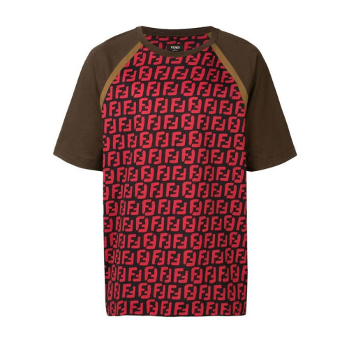 FENDI/芬迪 男裝 男士雙F拼色棉質短袖T恤 FY0980 A7A4 F0QY3