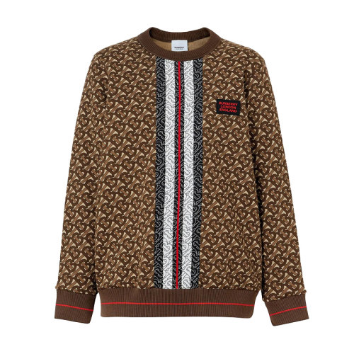 BURBERRY/博柏利 女裝 服飾 棕色棉質經典logo老花圓領衛衣 女衛衣