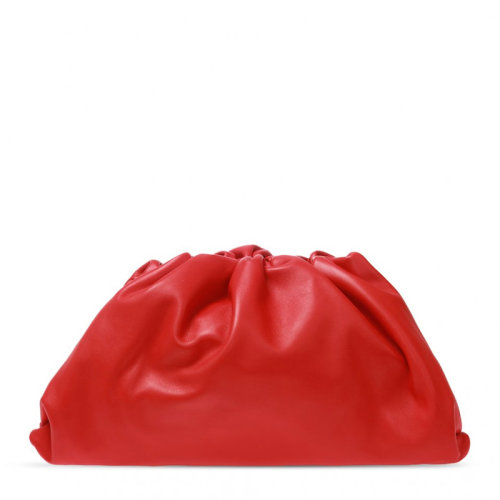 Bottega Veneta/葆蝶家 The Pouch系列女士純色小牛皮褶皺束口磁扣開合手拿包云朵包晚宴包女包 576227-VCP40 多色可選