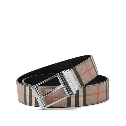 BURBERRY/博柏利 男款環保帆布/牛皮革針扣式雙面皮帶腰帶 80401921