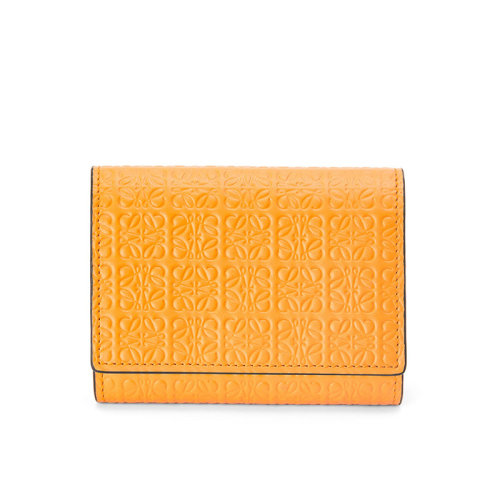 LOEWE/羅意威 22新款Repeat新款 女士橘色徽標壓花小牛皮三折錢包C499TR2X01-9130