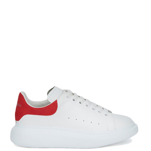 Alexander McQueen/亞歷山大麥昆      男士白色紅色拼色光滑小牛皮系帶闊型運(yùn)動(dòng)鞋553680WHGP79676